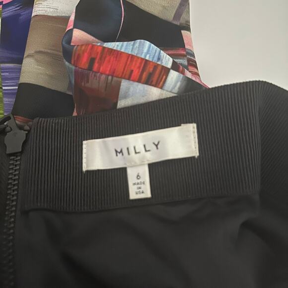 Milly New York Women's Abstract Colorful Mini Pencil Office Skirt Size 6 - Picture 7 of 10